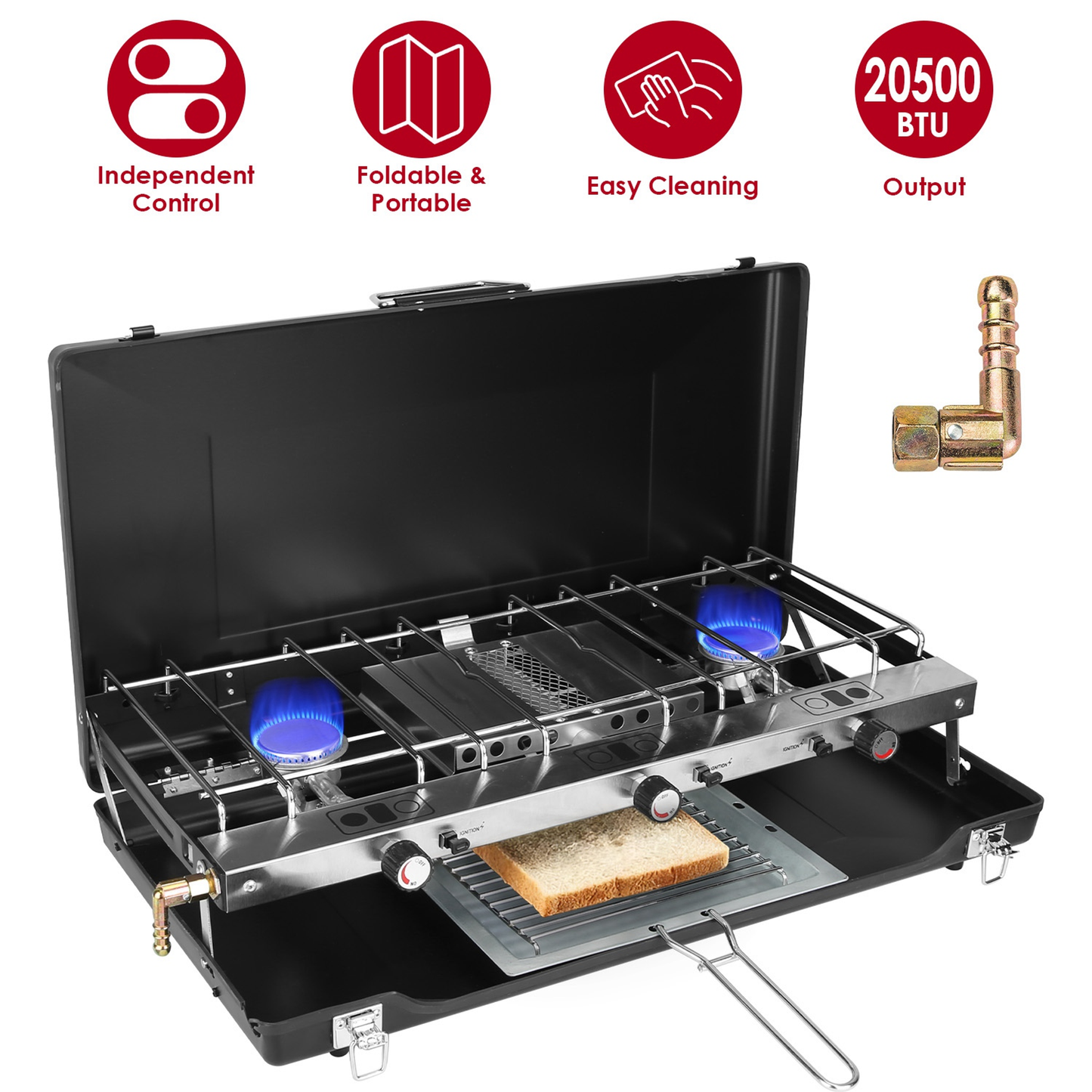 3 Burner Portable Camping Stove 20000 BTU