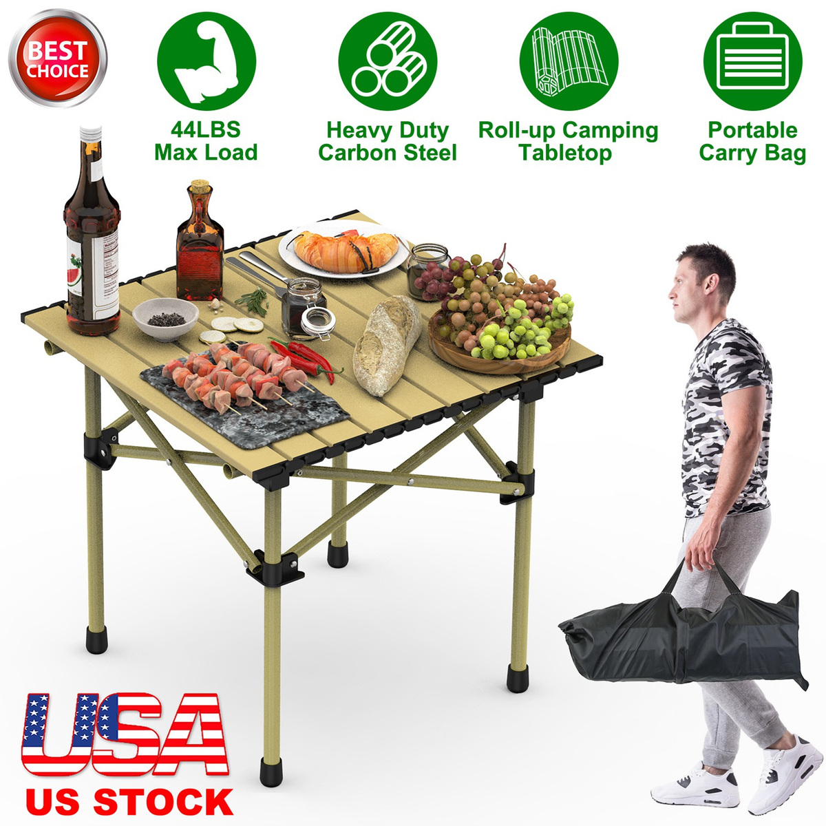 Folding Roll-Up Camping Table