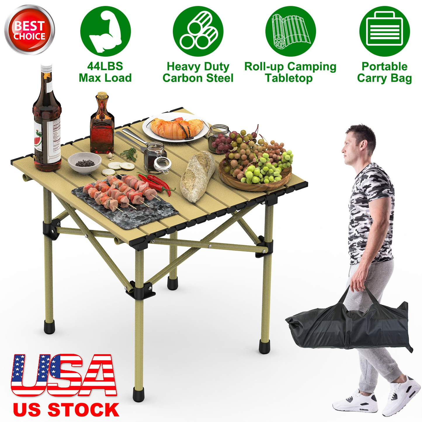 Folding Roll-Up Camping Table