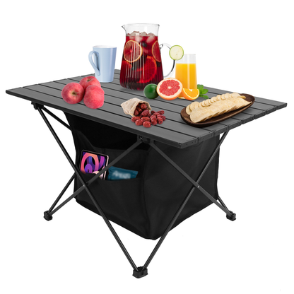 Foldable Aluminum Camping Table with Storage Basket (Large)
