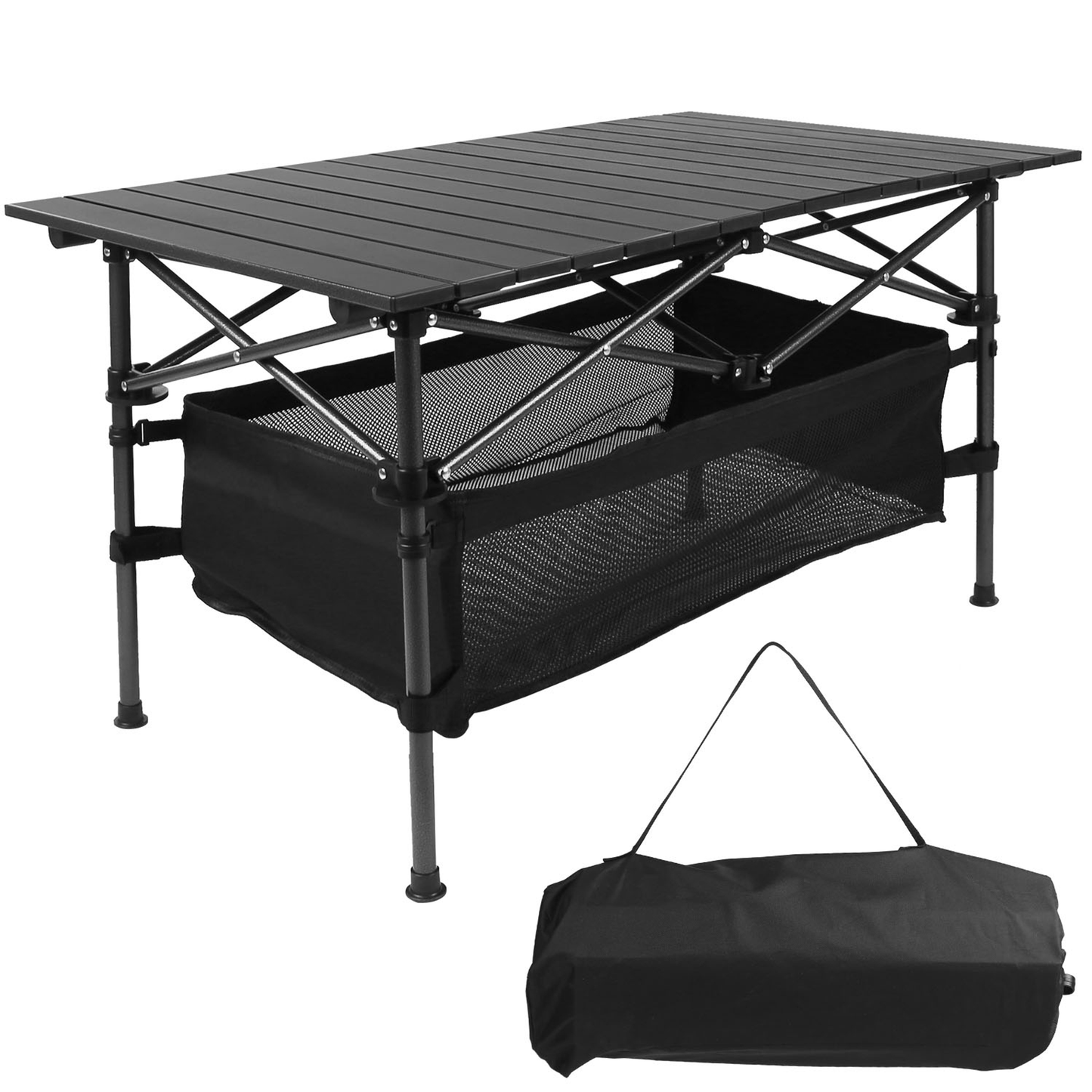Roll-Up Folding Camping Table with Aluminum Top