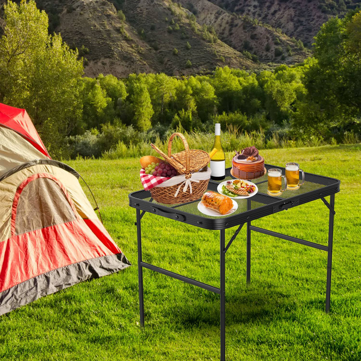 Foldable Camping Table with Carry Handle