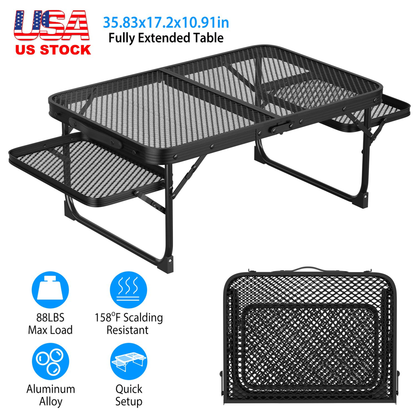 Foldable Camping Table with Side Trays