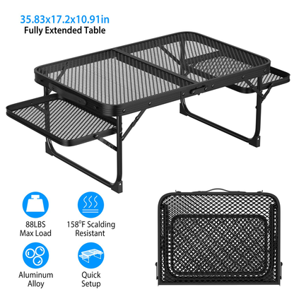 Foldable Camping Table with Side Trays
