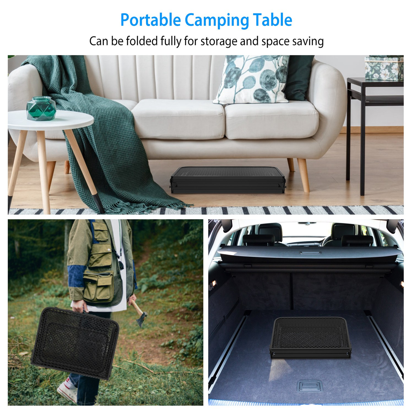 Foldable Camping Table with Side Trays