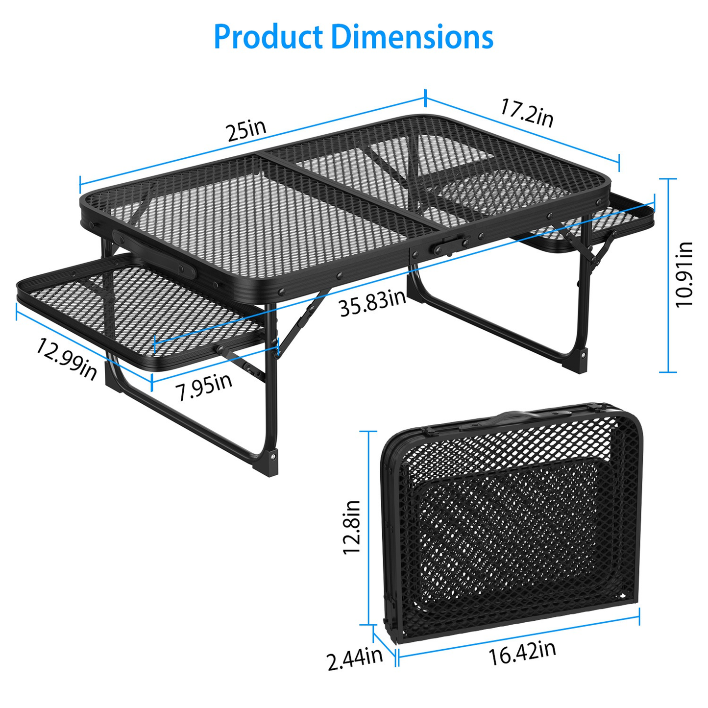 Foldable Camping Table with Side Trays