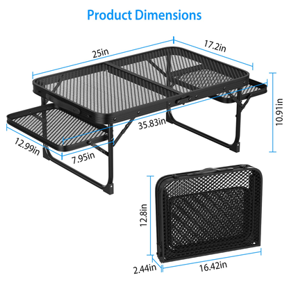 Foldable Camping Table with Side Trays