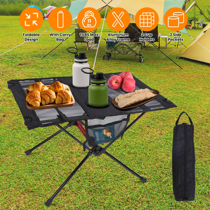 Portable Folding Camping Table with Cup Holders