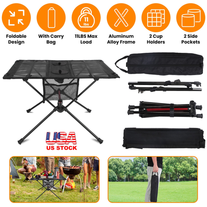 Portable Folding Camping Table with Cup Holders