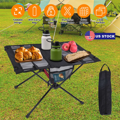 Portable Folding Camping Table with Cup Holders