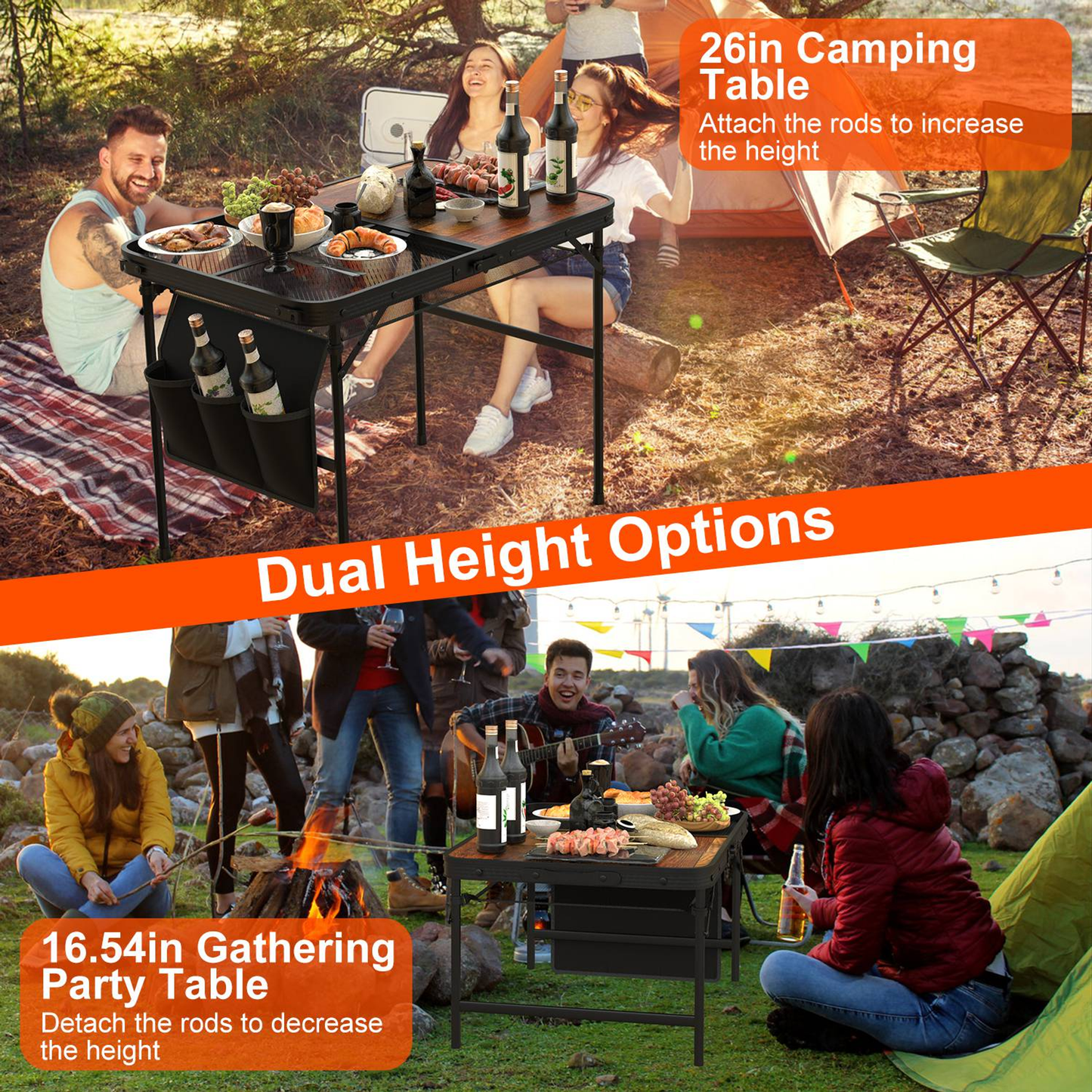 Foldable Camping Table 35.43 x 23.62 x 26 in