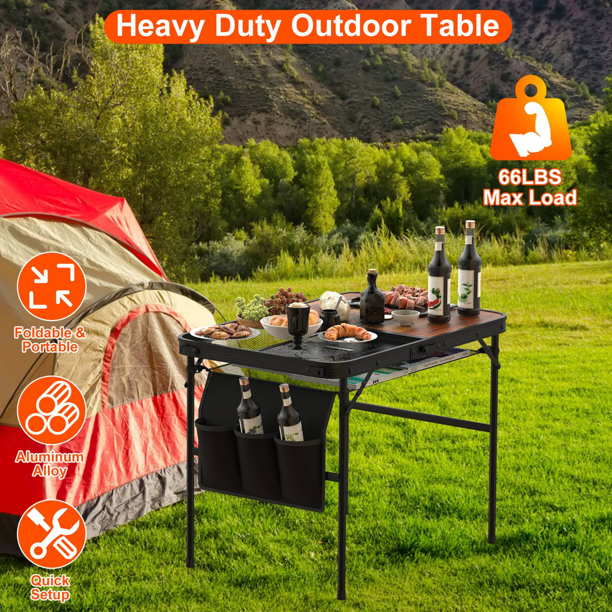 Foldable Camping Table 35.43 x 23.62 x 26 in