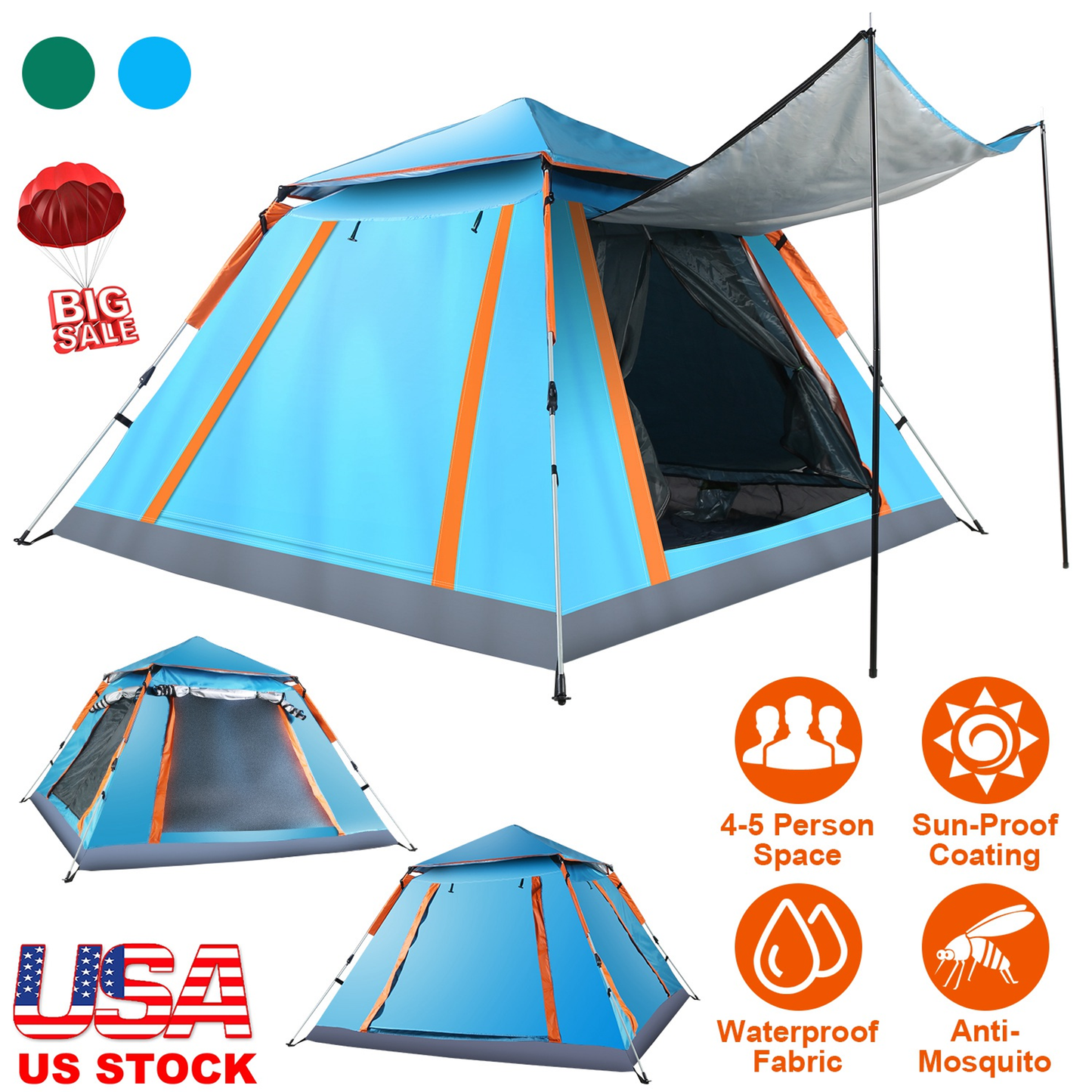 4-5 Person Waterproof Foldable Outdoor Camping Tent