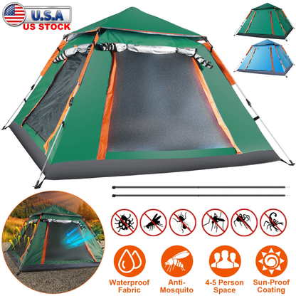 4-5 Person Foldable Waterproof Camping Tent (Green)