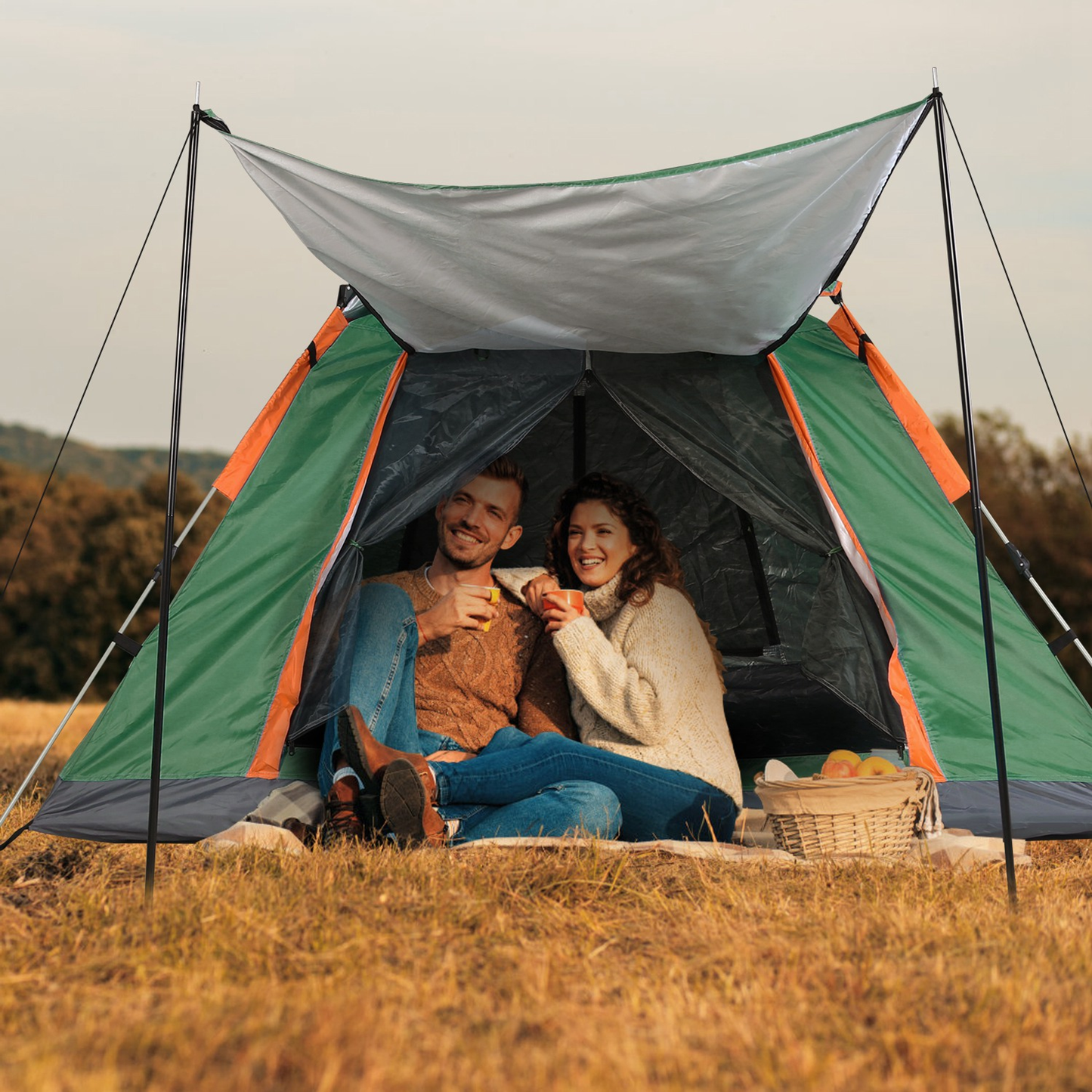 4-5 Person Foldable Waterproof Camping Tent (Green)