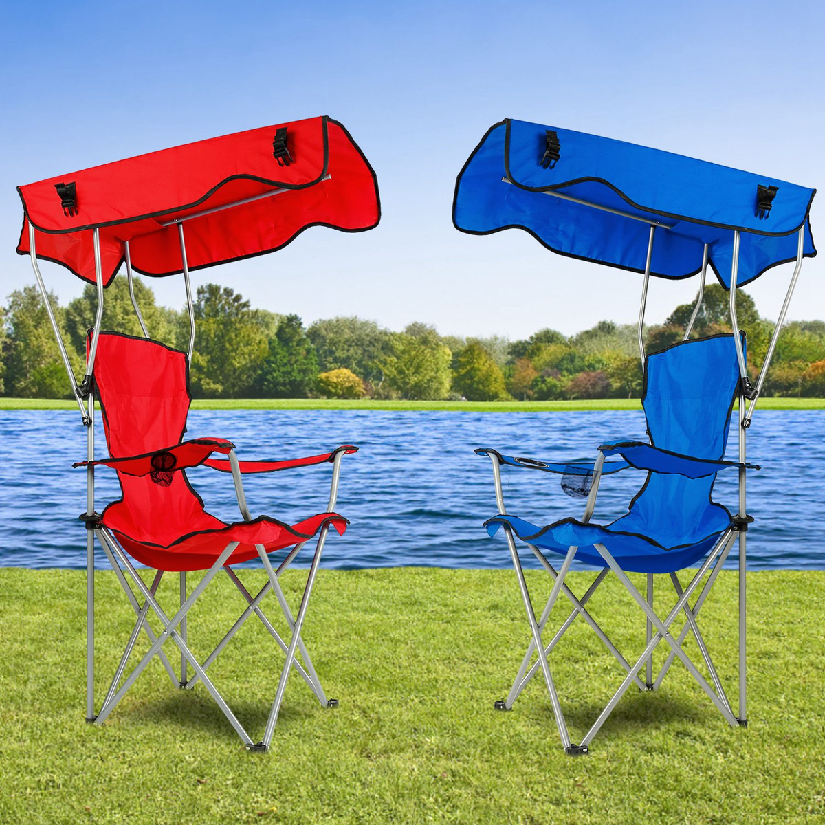 Foldable Beach Canopy Chair with Sun Shade