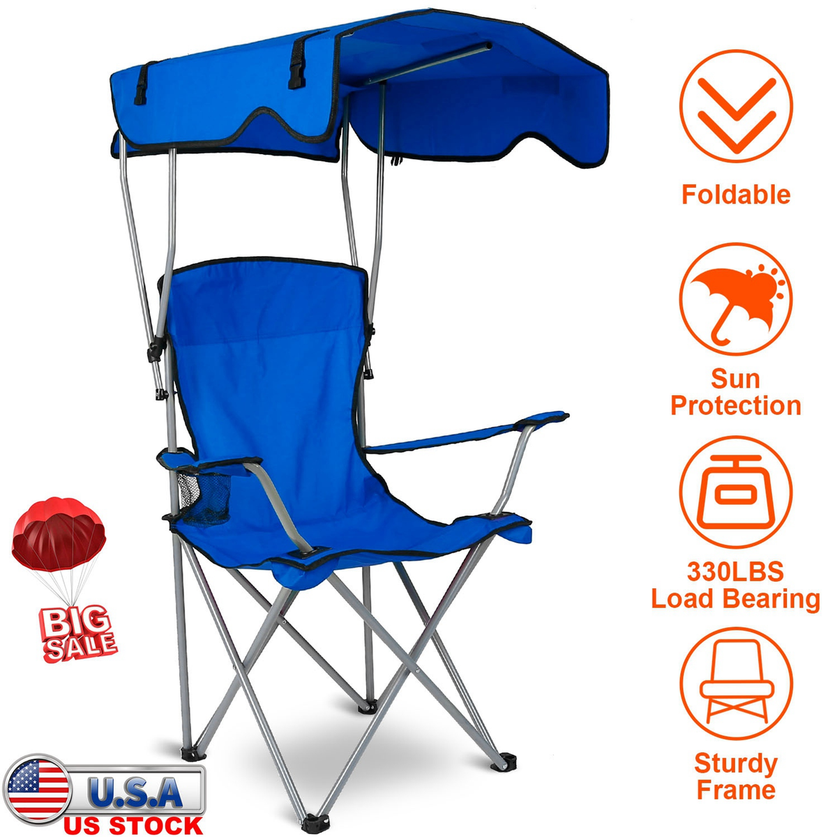 Foldable Beach Canopy Chair with Sun Shade