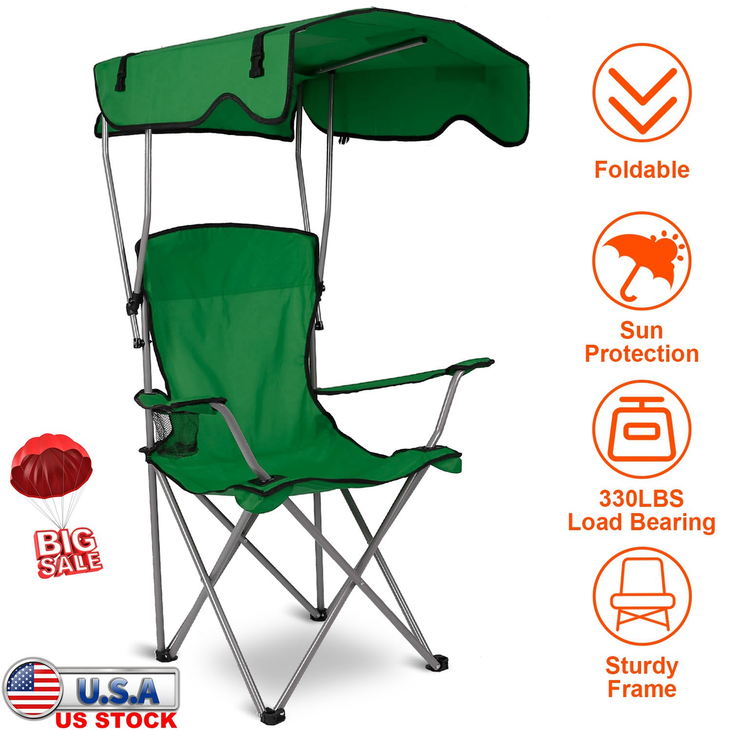 Foldable Beach Canopy Chair (Green)