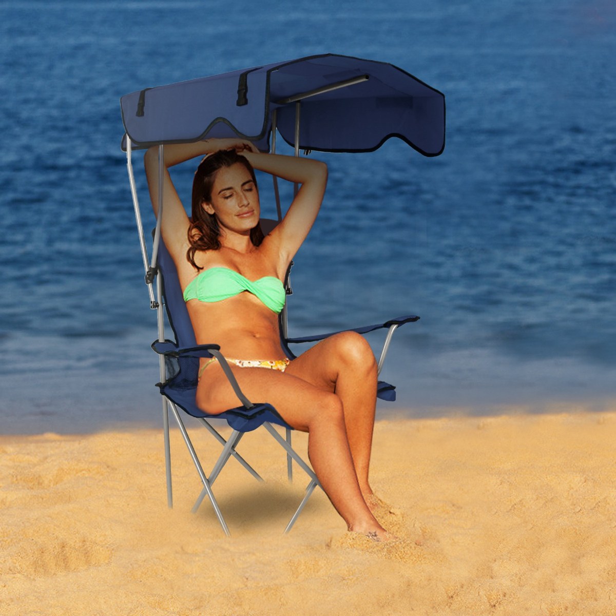Foldable Beach Canopy Chair with Sun Shade