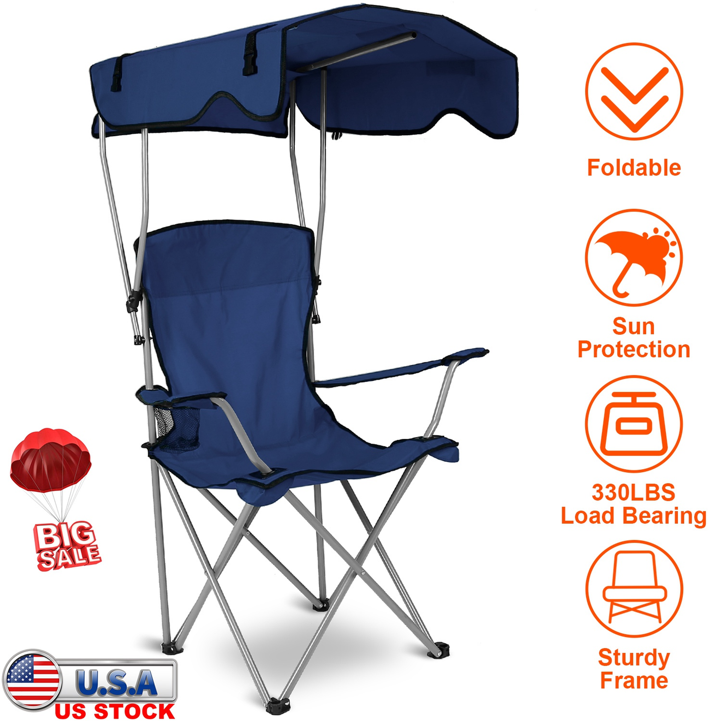 Foldable Beach Canopy Chair with Sun Shade
