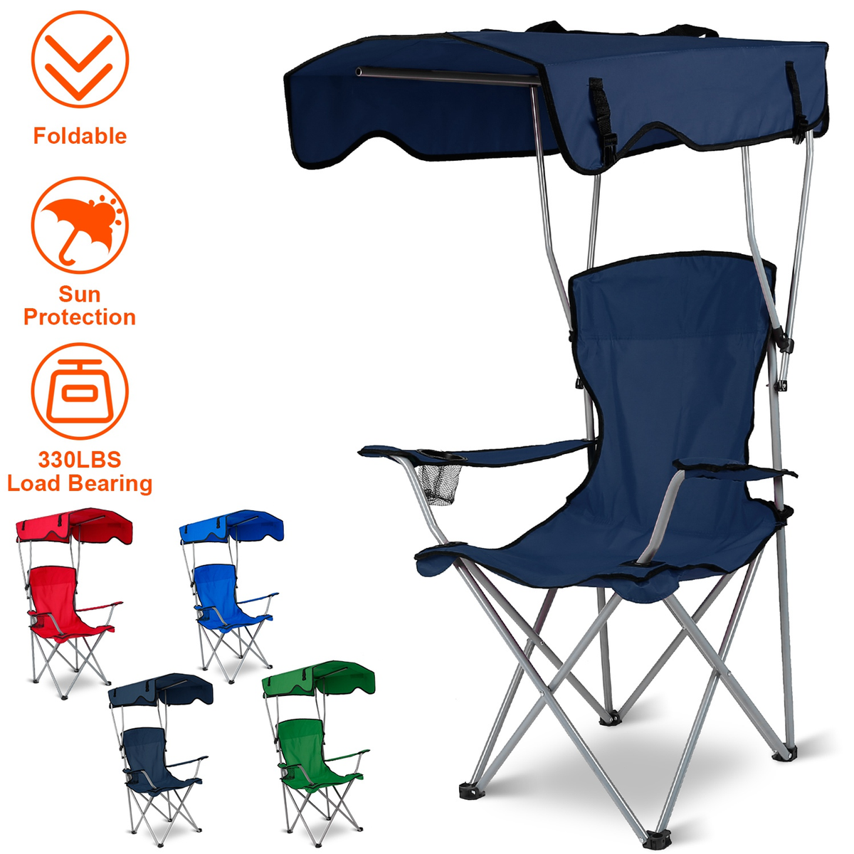 Foldable Beach Canopy Chair with Sun Shade