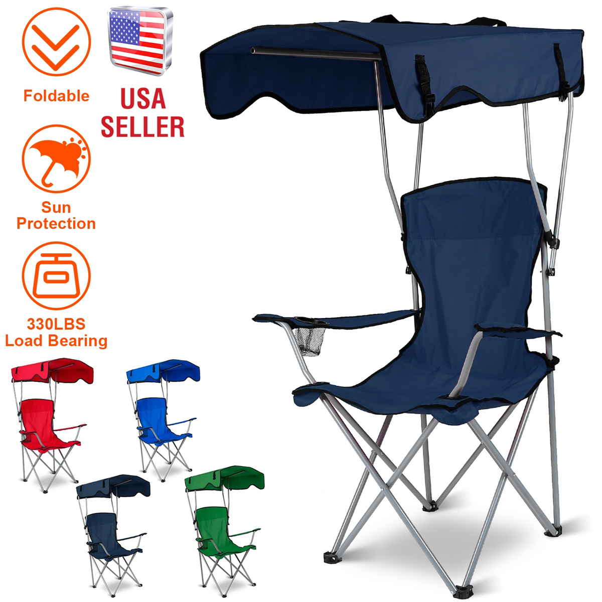 Foldable Beach Canopy Chair with Sun Shade