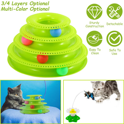 Cat Track Tower Toys 4-Layer Ball Track Interactive Cat Toys