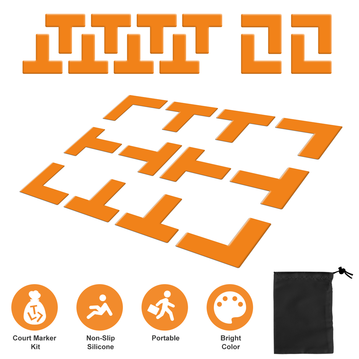 Pickleball Court Marking Kit, 12-Piece Set, Orange