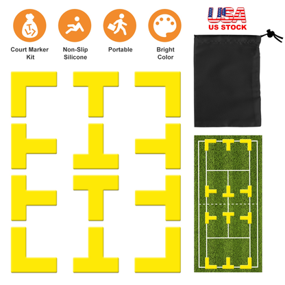 Pickleball Court Marking Kit, 12-Piece Set, Yellow