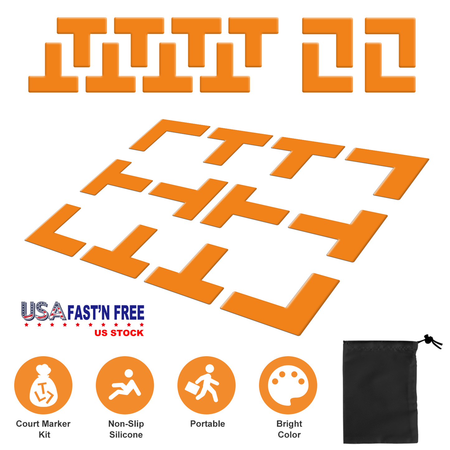 Pickleball Court Marking Kit, 12-Piece Set, Yellow