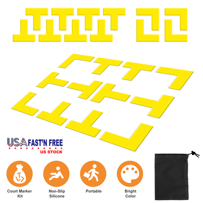 Pickleball Court Marking Kit, 12-Piece Set, Yellow