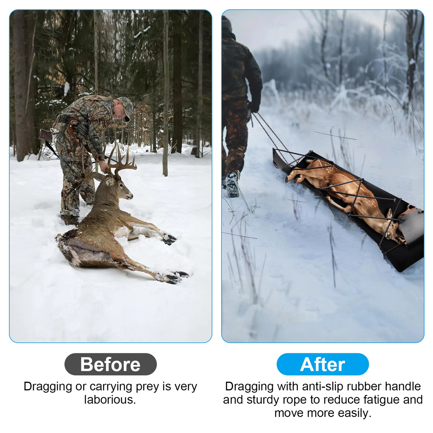 Deer Drag Sled with Anti-Slip Handle, Hunting Cart