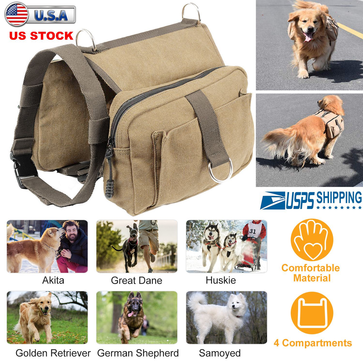 Pet Dog Backpack Saddle Bag for Hiking & Camping
