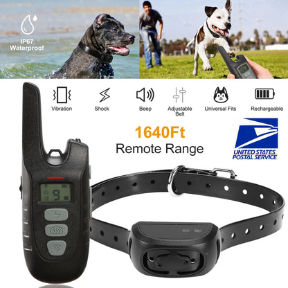 Dog Training Collar IP67 Waterproof Rechargeable Dog Shock