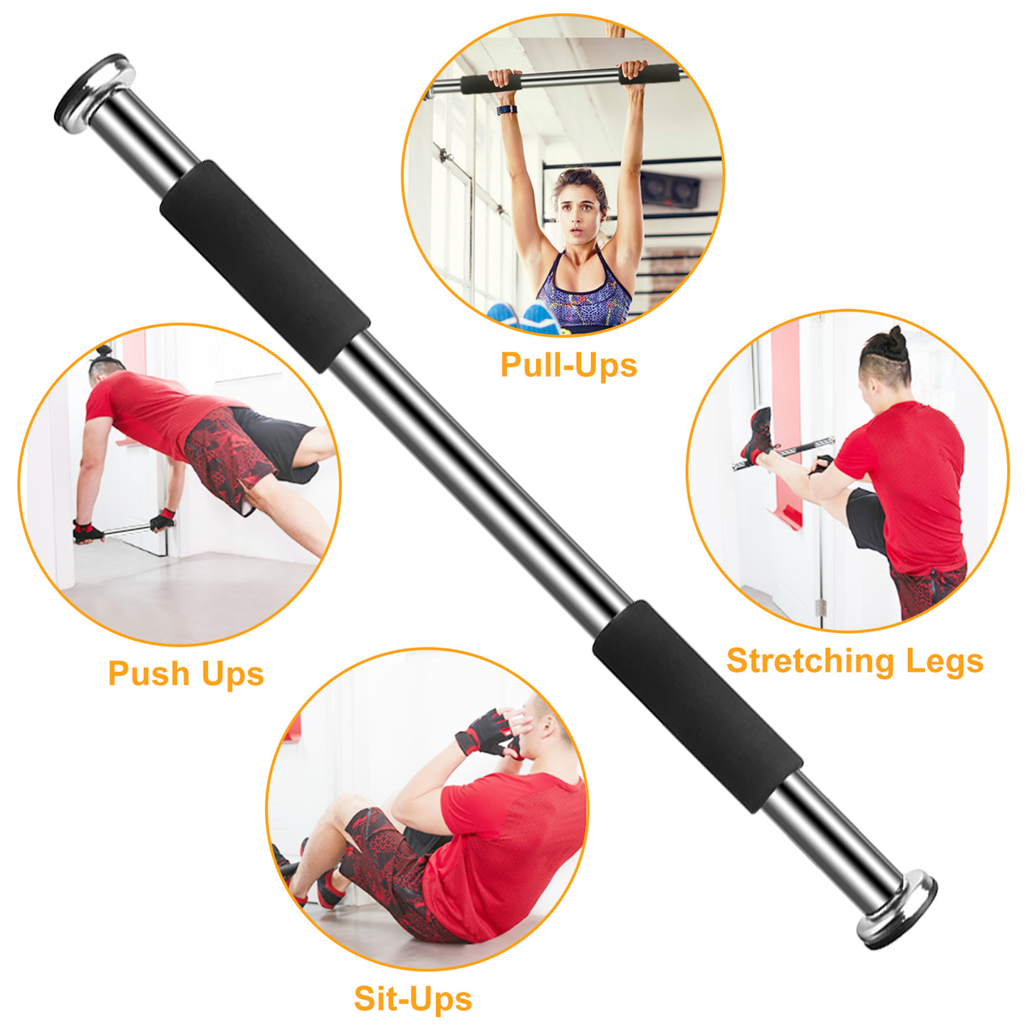 Doorway Pull Up Bar Adjustable Home Gym, Silver