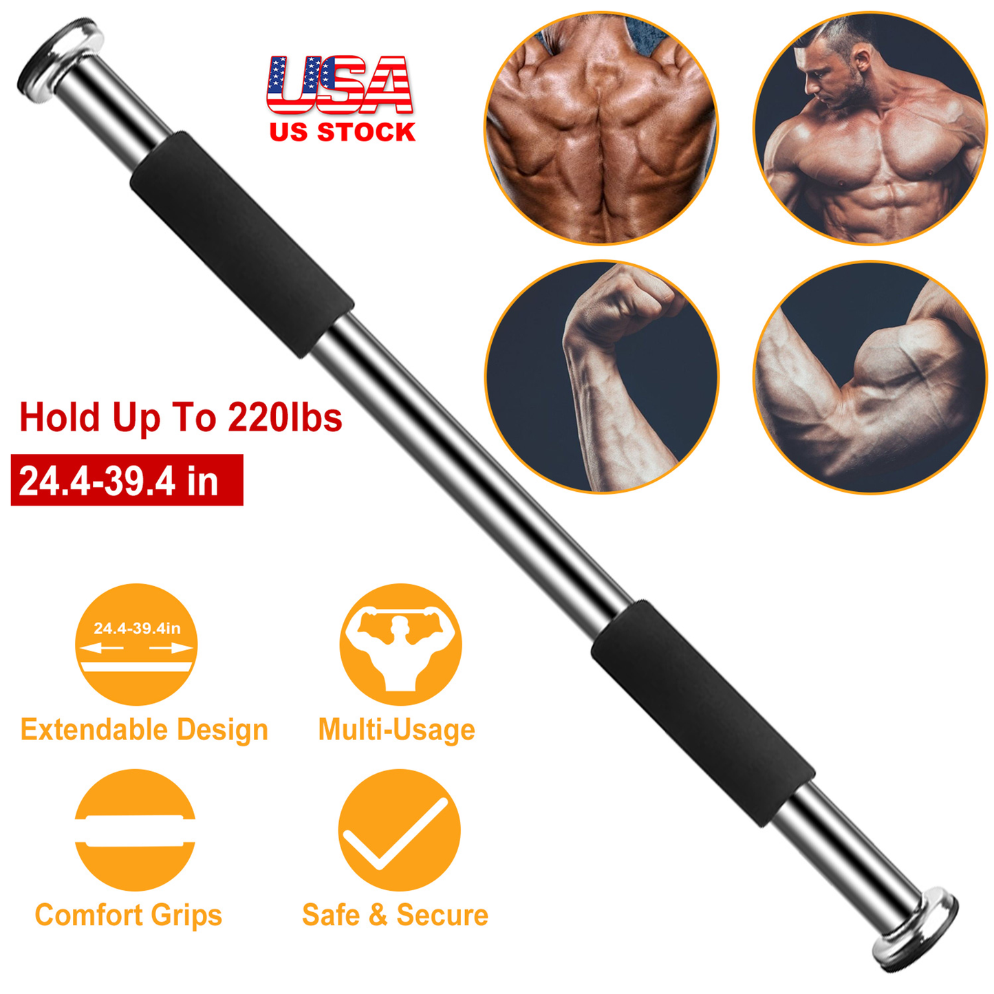 Doorway Pull Up Bar Adjustable Home Gym, Silver
