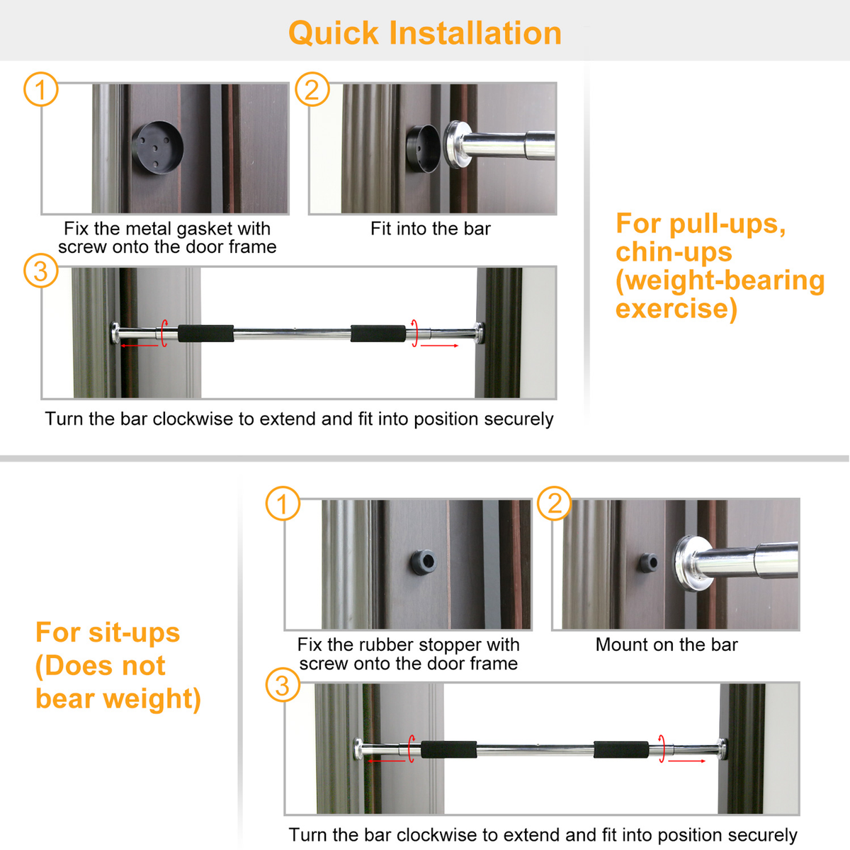 Doorway Pull Up Bar Adjustable Home Gym, Silver
