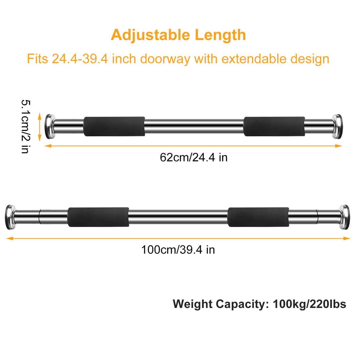 Doorway Pull Up Bar Adjustable Home Gym, Silver