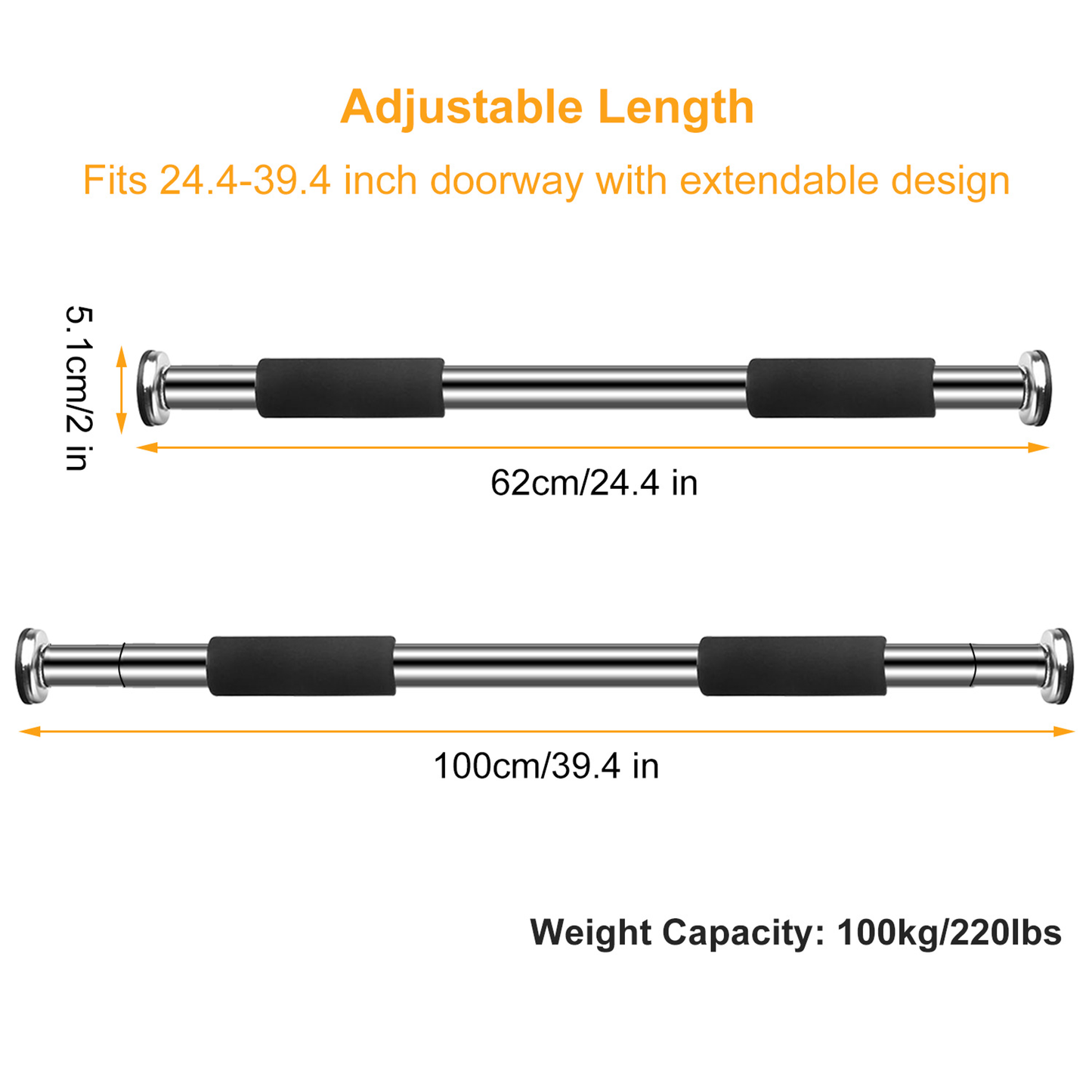 Doorway Pull Up Bar Adjustable Home Gym, Silver