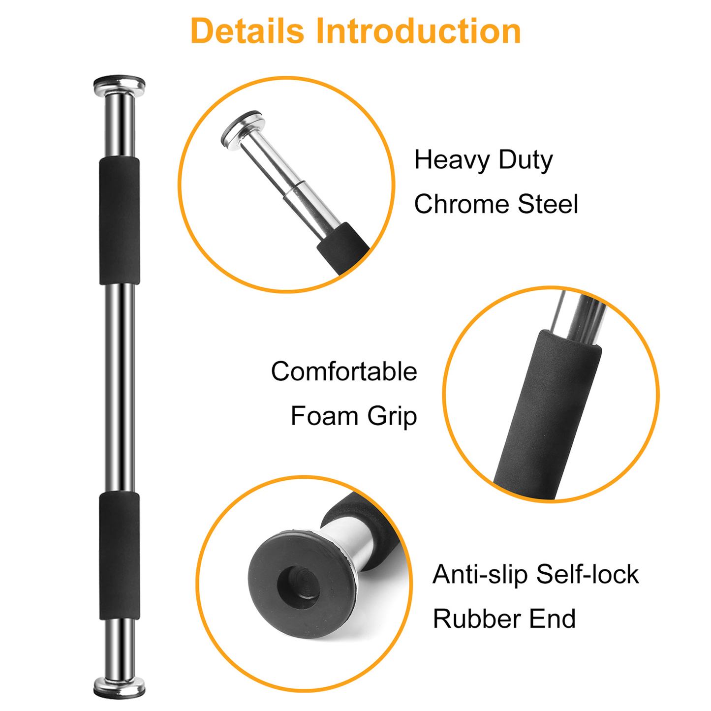 Doorway Pull Up Bar Adjustable Home Gym, Silver