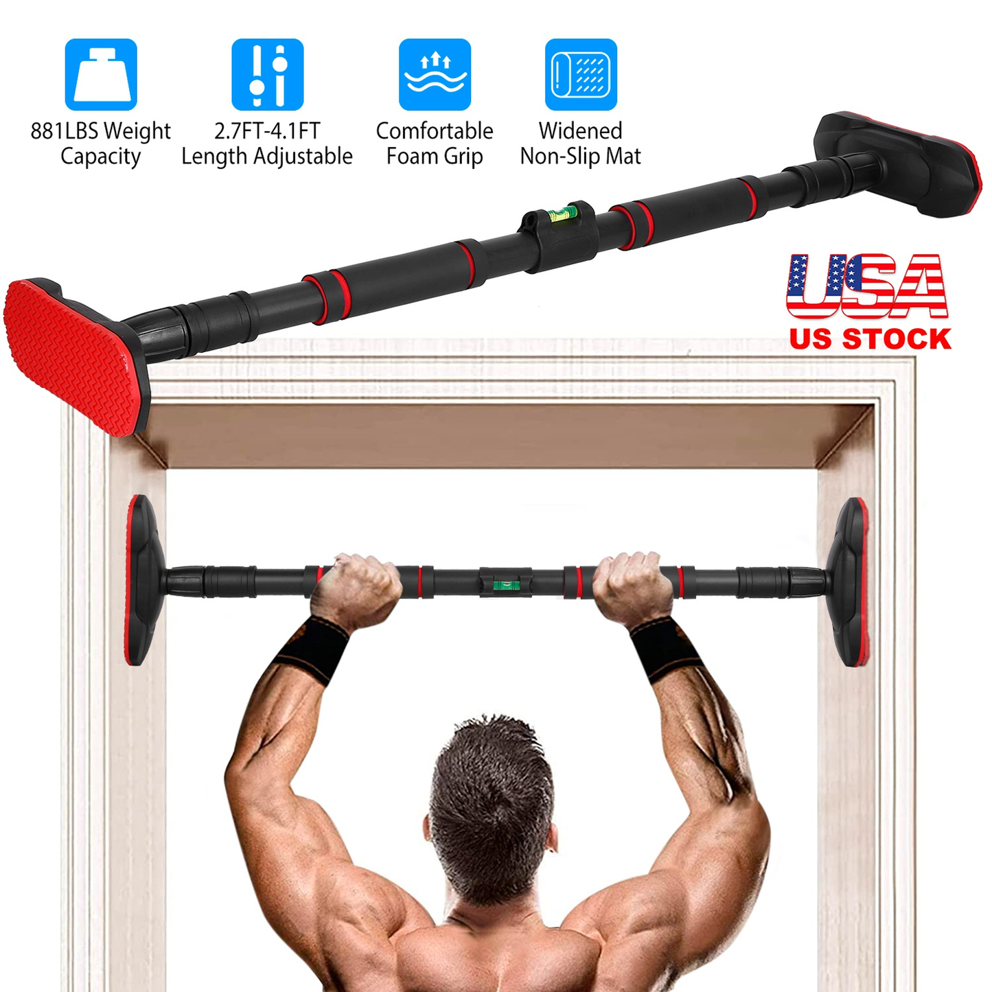 Adjustable Doorway Pull-Up Bar for Home Strength Training