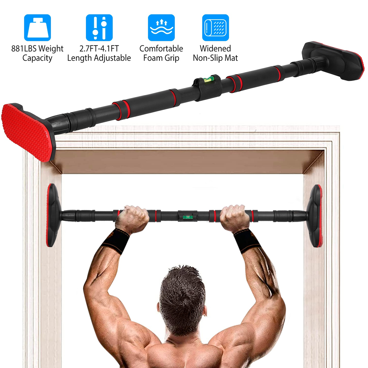 Adjustable Doorway Pull-Up Bar for Home Strength Training