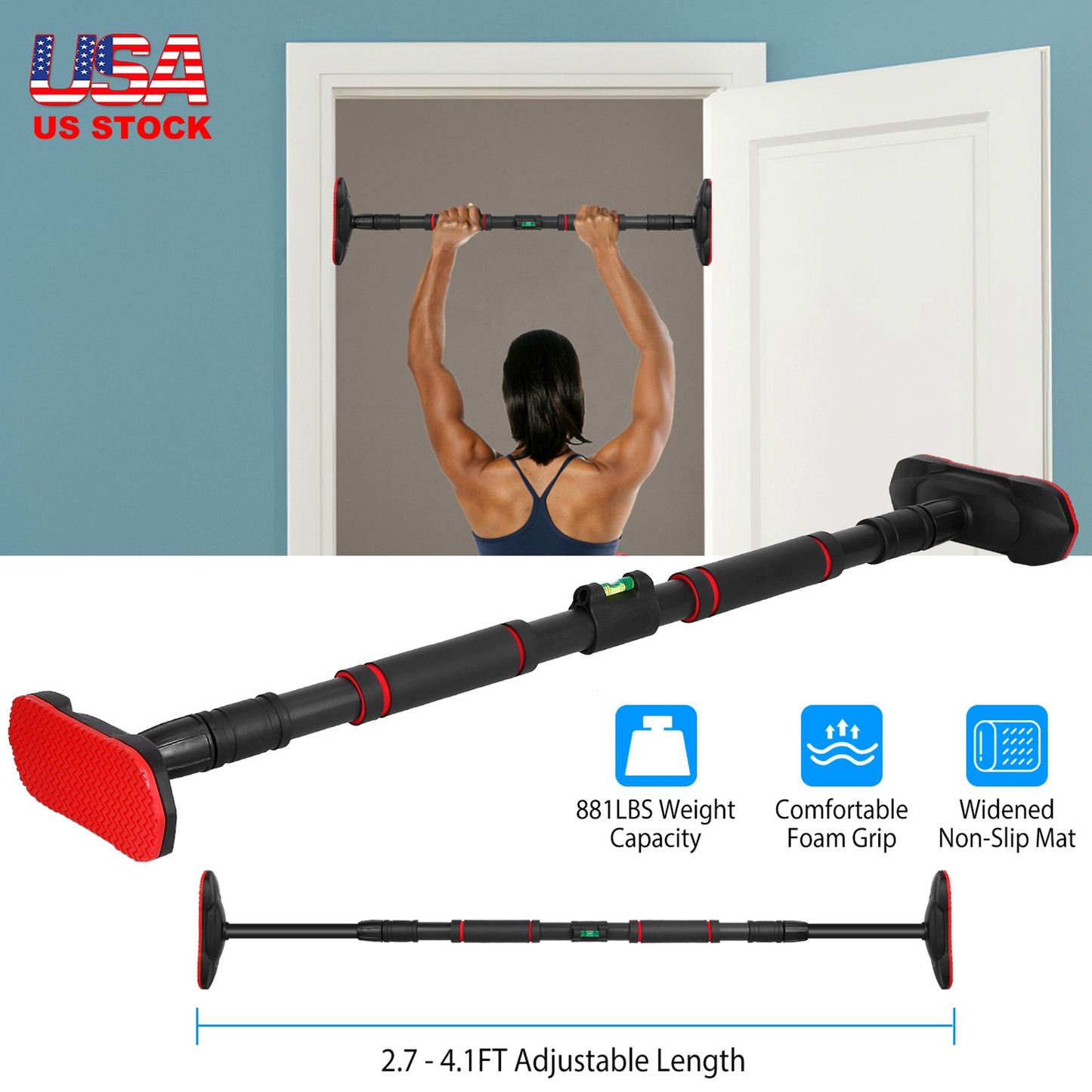 Adjustable Doorway Pull-Up Bar for Home Strength Training