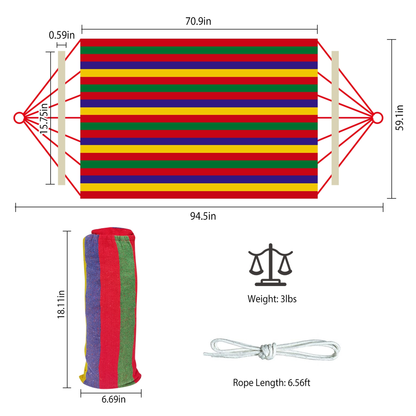 Double Canvas Hammock 2-Person Swing Bed - Red