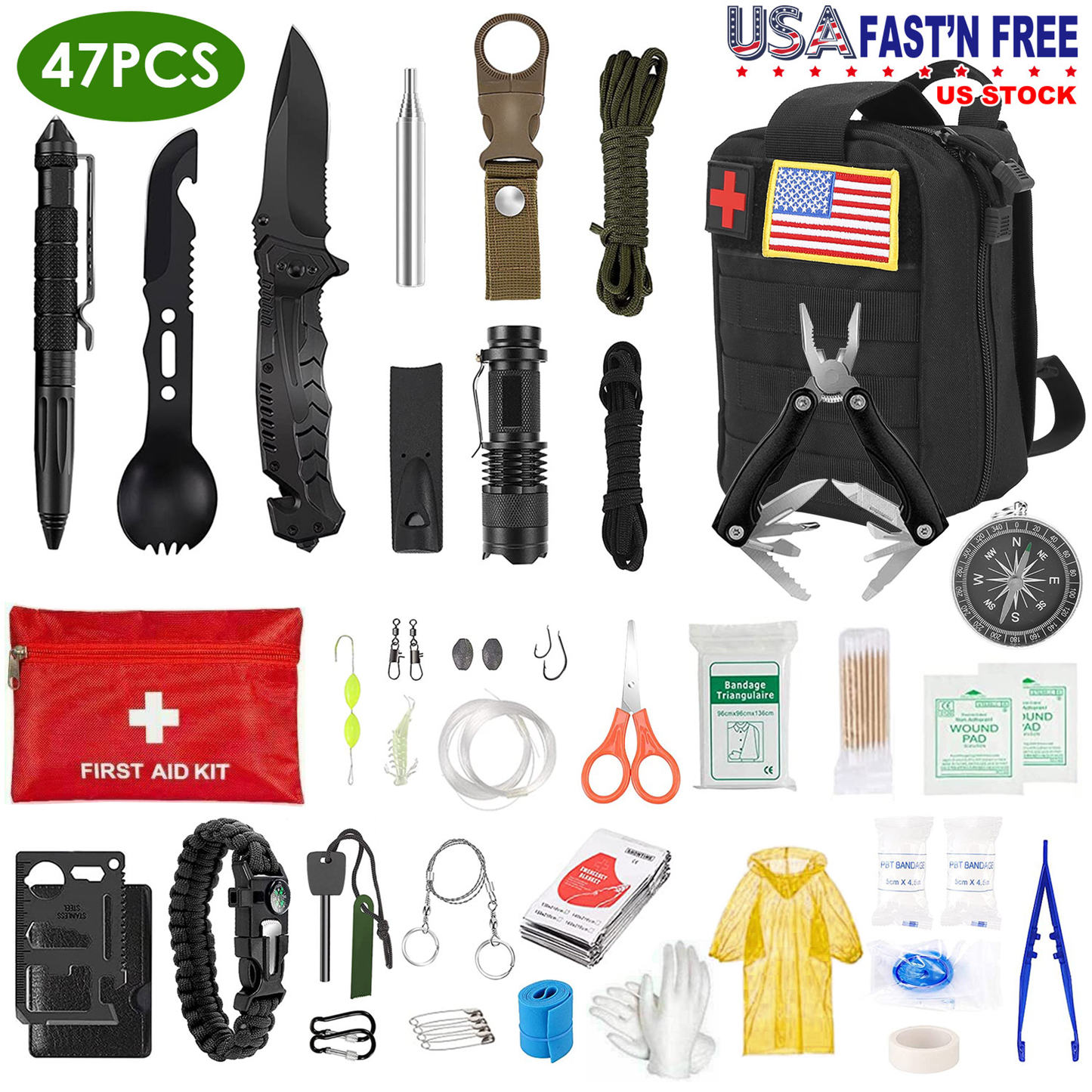 47-Piece Emergency Survival Kit