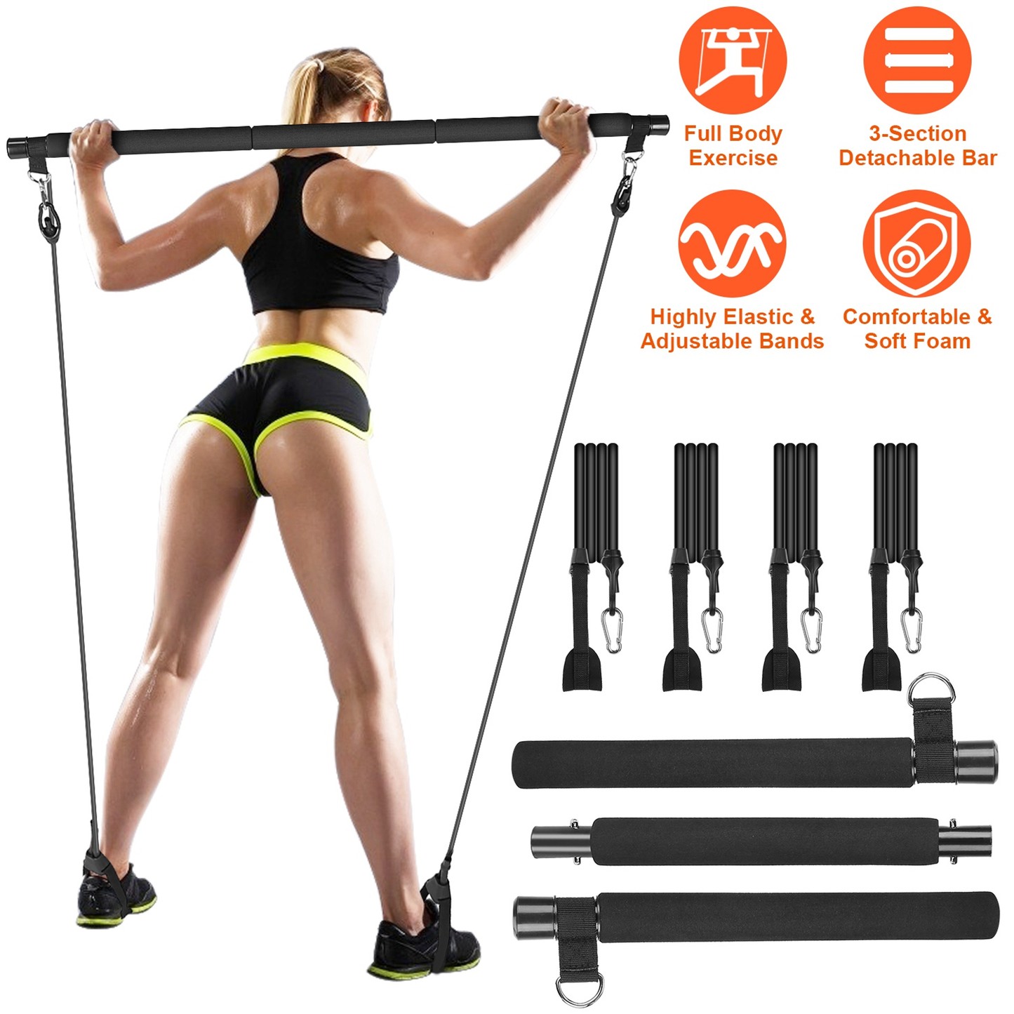 Pilates Bar Kit with Resistance Bands