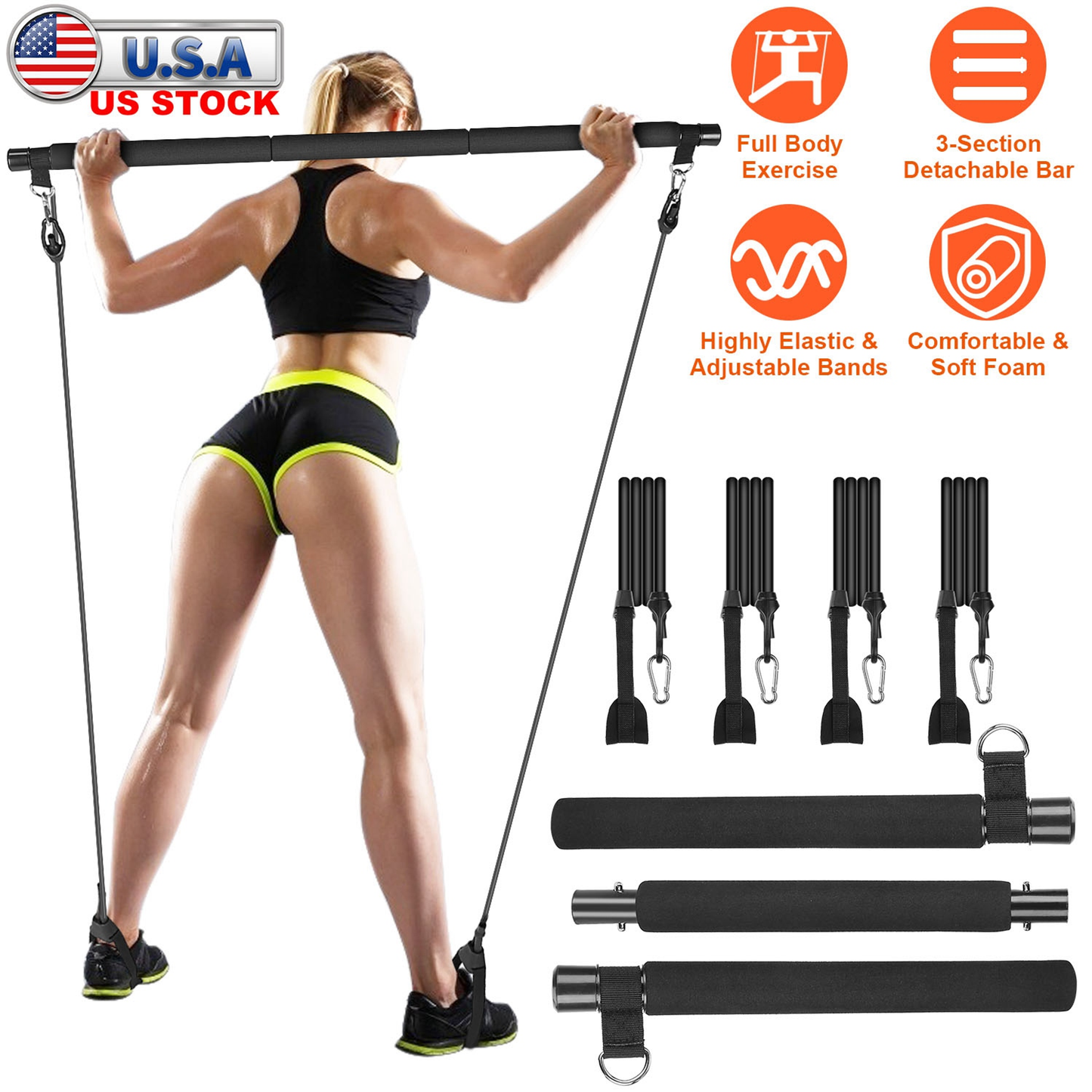 Pilates Bar Kit with Resistance Bands