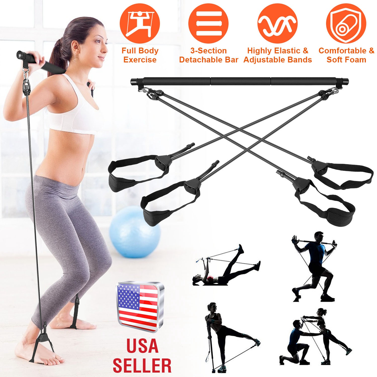 Pilates Bar Kit with Resistance Bands