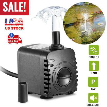 Submersible Water Pump 265GPH (1000L/H) 15W Ultra Quiet Fountain Pump