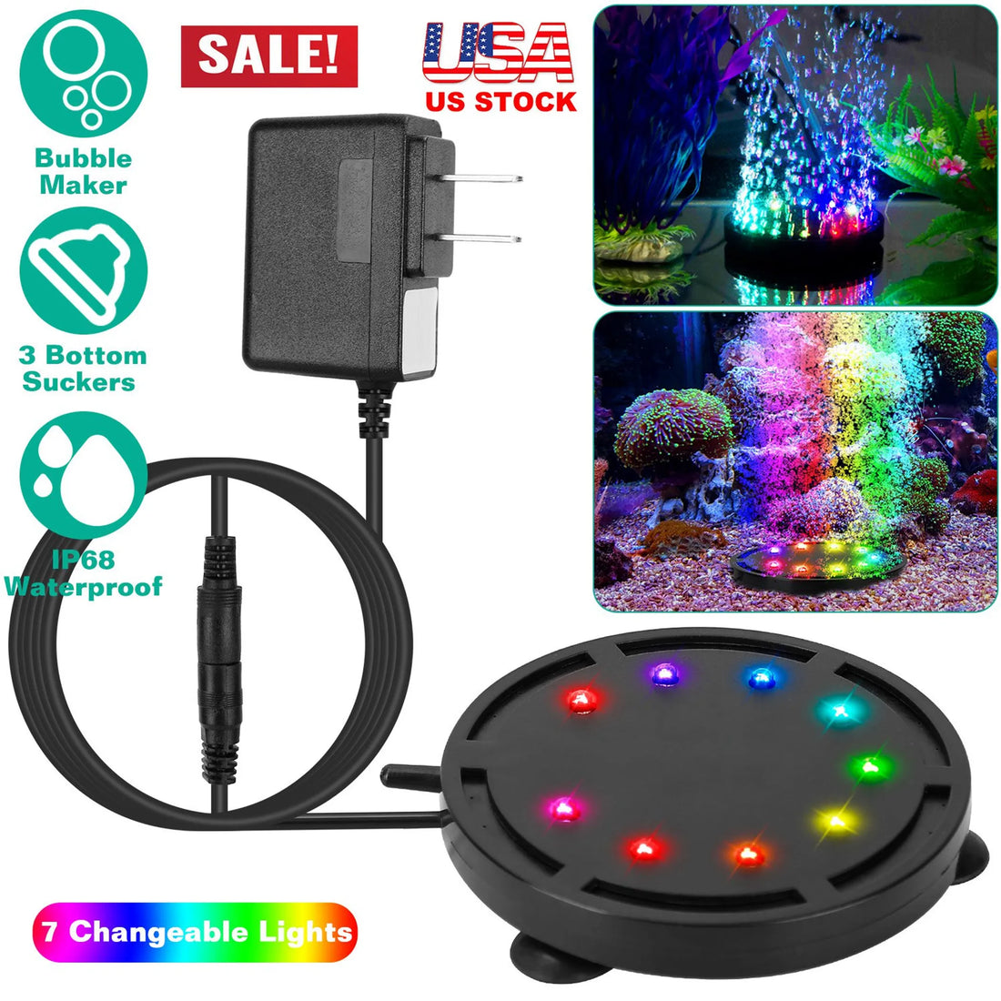 4in LED Aquarium Air Bubble Lamp